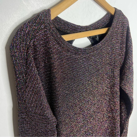 PAIGE Celeste Open Back Lurex Striped Metallic Weave Long Sleeve Shirt - Picture 4 of 13